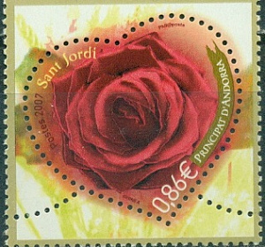 Андорра Фр. , 2007, Роза, 1 марка Андорра Фр. , 2007, Роза, 1 марка